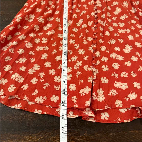 Madewell Happy Hibiscus Button Front Mini Dress Red Floral Size 10 - Picture 8 of 16